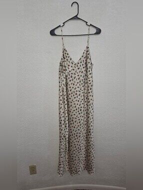 A New Day Large Cream Floral Slip Dress with Red & Green Rose Print